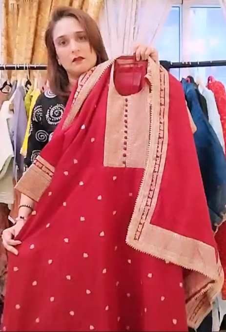 Red Gown with zari work